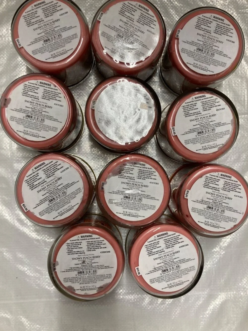 Bath and Body Works 3-Wick Candle Jars & Lids - Empty Lot of 11